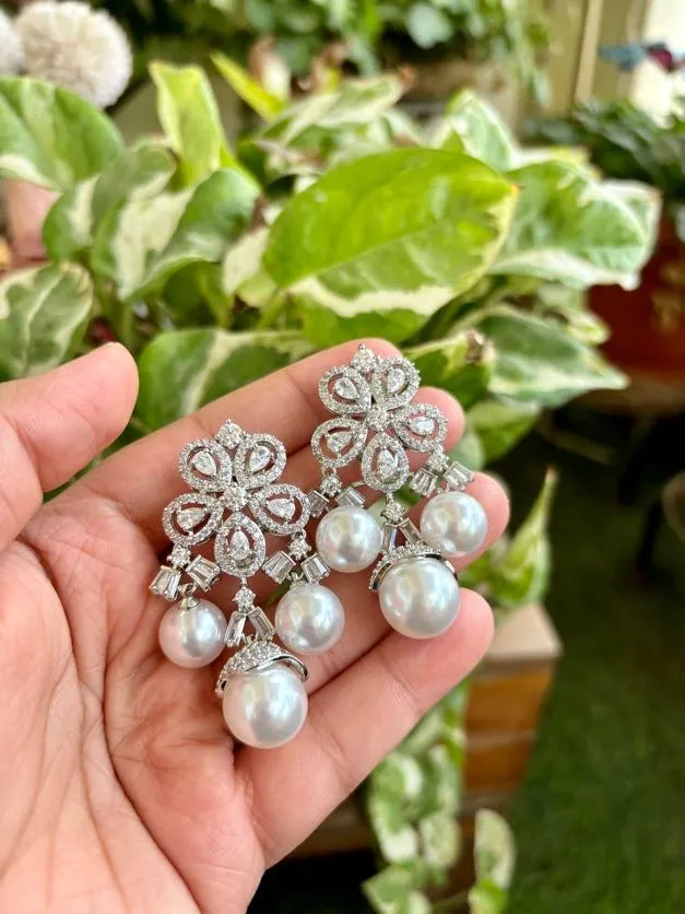 Zircon Flower Earrings - P0440